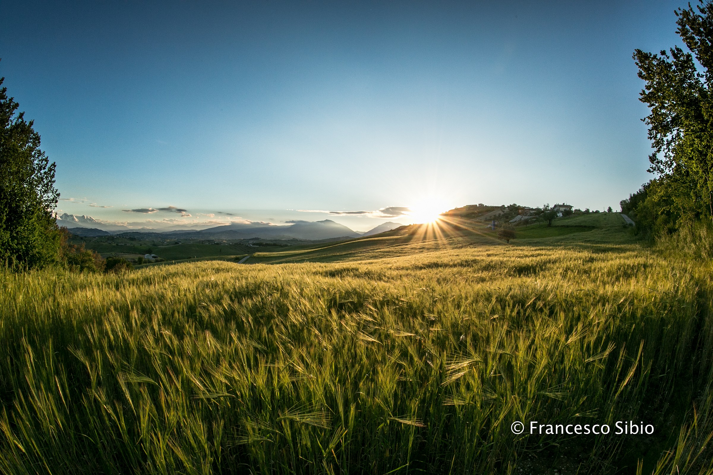 Abruzzo countryside at sunset