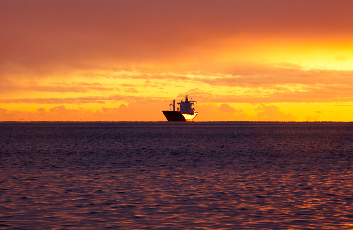 Ship at sunset