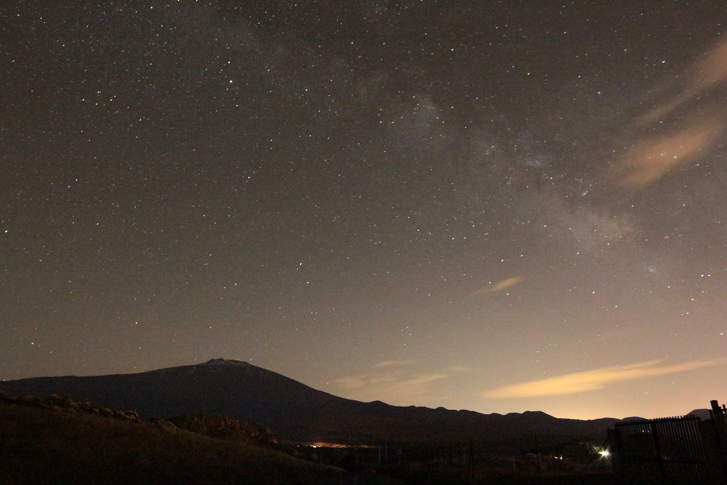 Etna di notte con via lattea