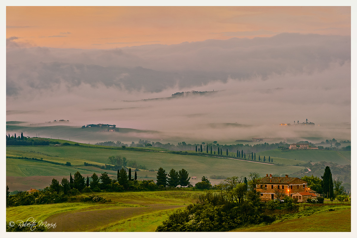 Misty dawn in the Val d'Orcia