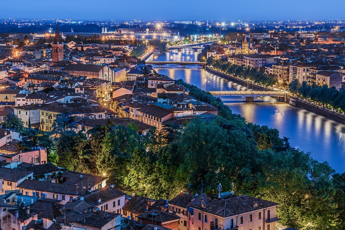 Verona and the Adige River at Blue Hour