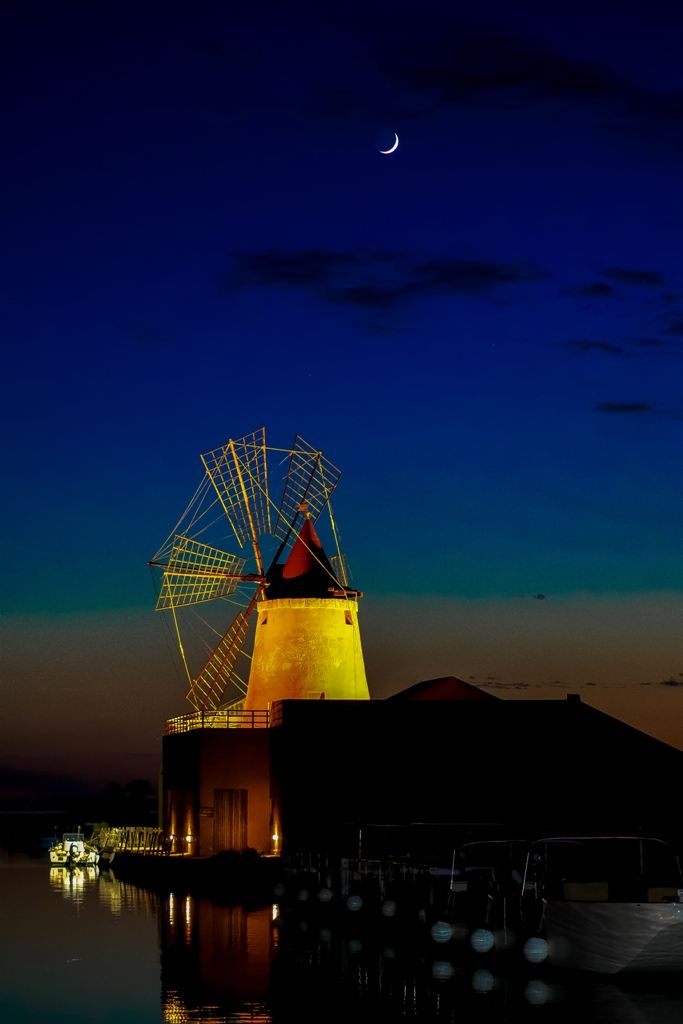 A mill under the moon