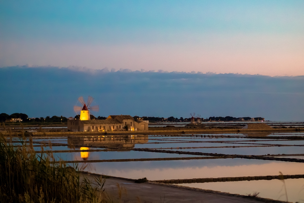 Marsala, stagnone at sunset