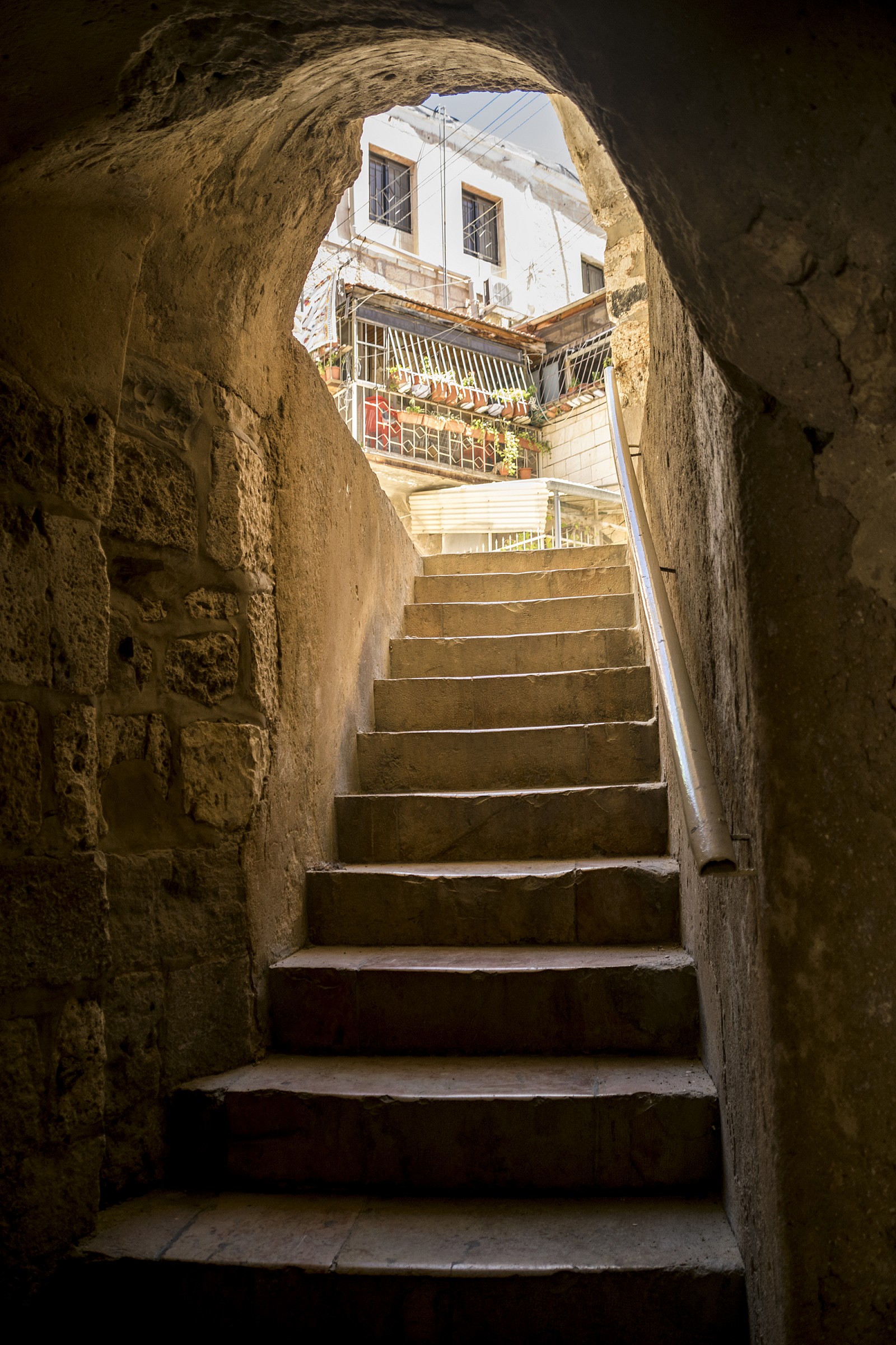 Along the narrow streets