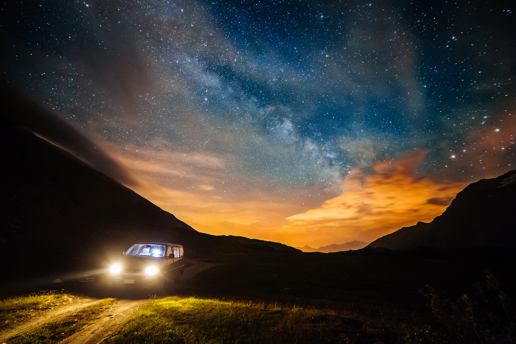 On the road, under the Milky Way