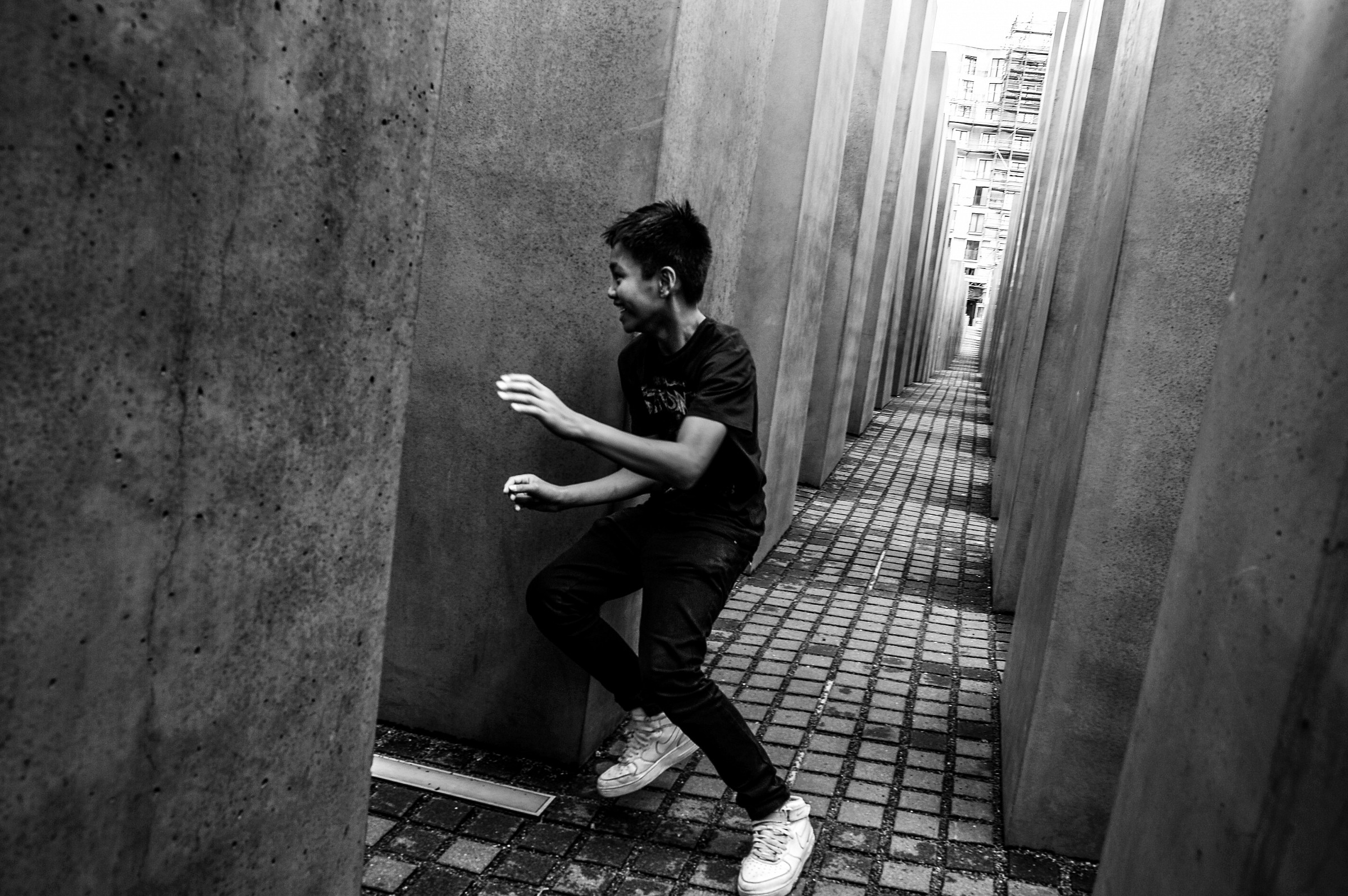 Playing in the Jewish cemetery in Berlin