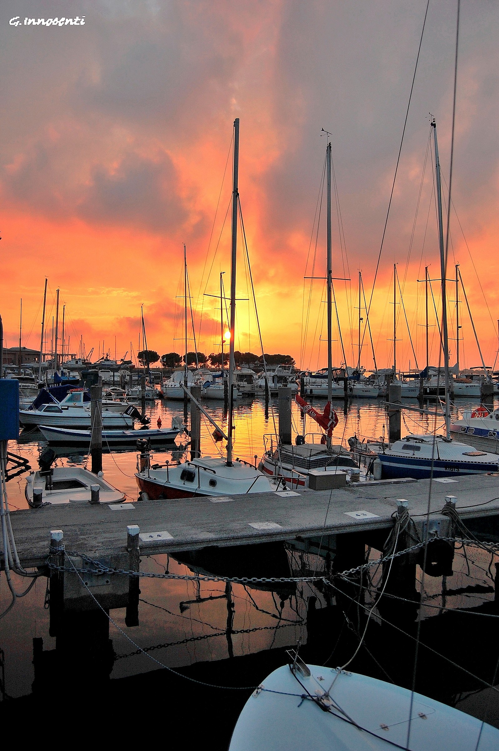 sunset at the port of Caorle
