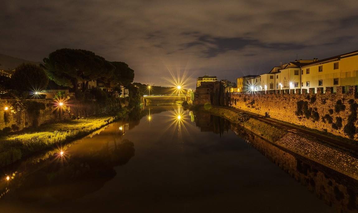 The Bisenzio river and the medieval walls of Prato