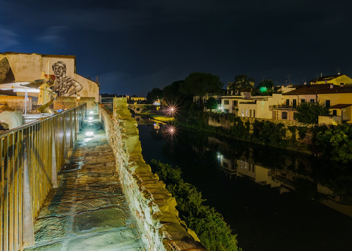 The Bisenzio river and the medieval walls of Prato