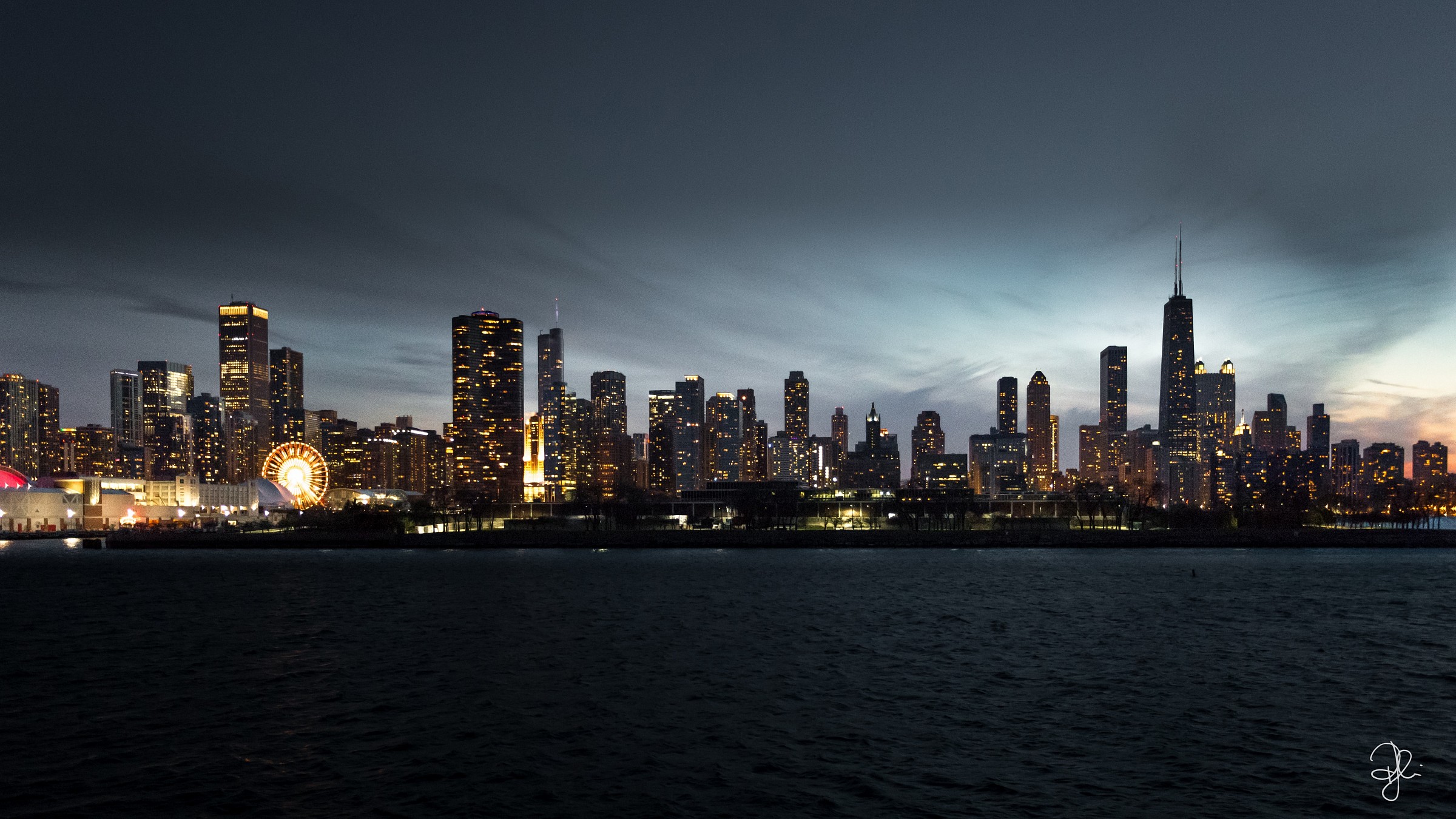 First lights of the night