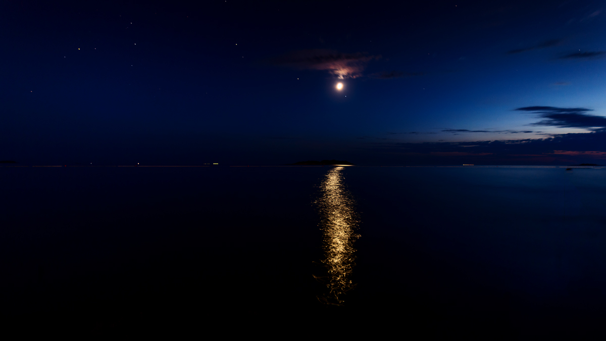 The moon is reflected