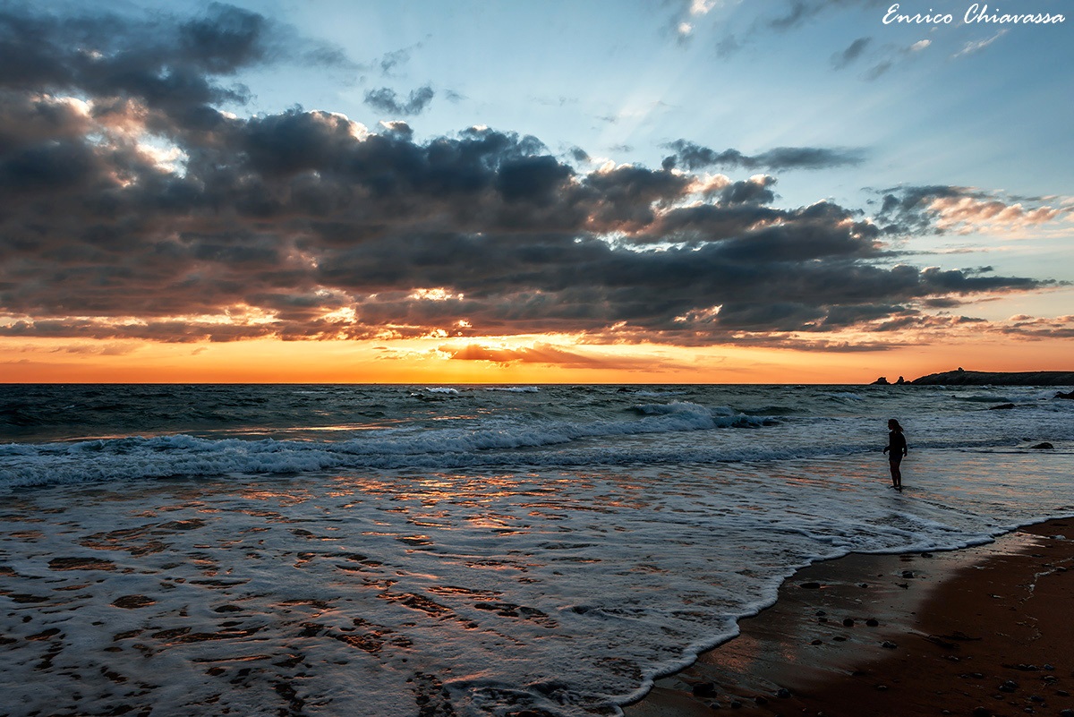 Quiberon: his first sunset!