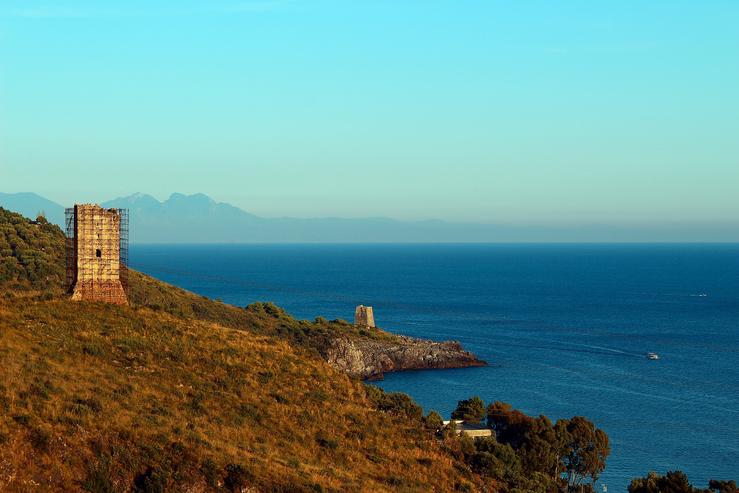 View of the Calabrian coast from Marina di Camerota