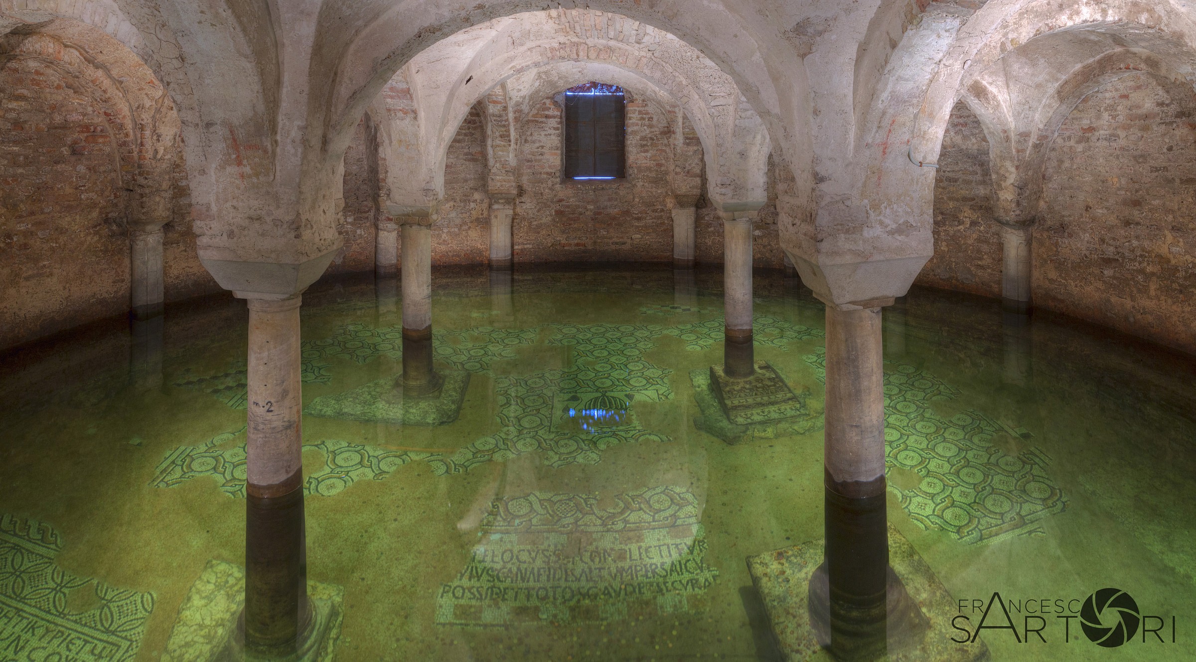 Flooded crypt of the Basilica of San Francesco