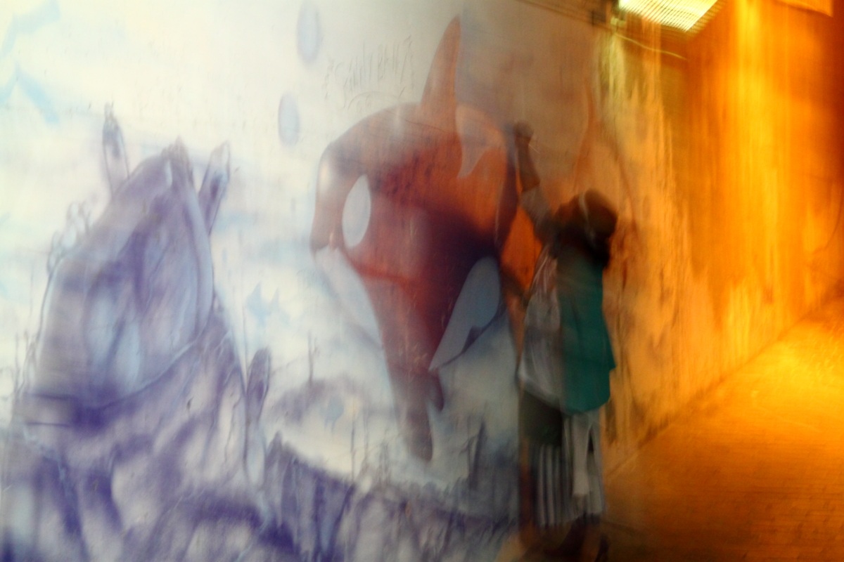 When the painter ... merges with the painting!