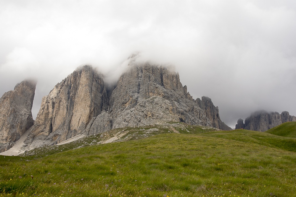 From step towards Sella refuge pertine and Sassolungo