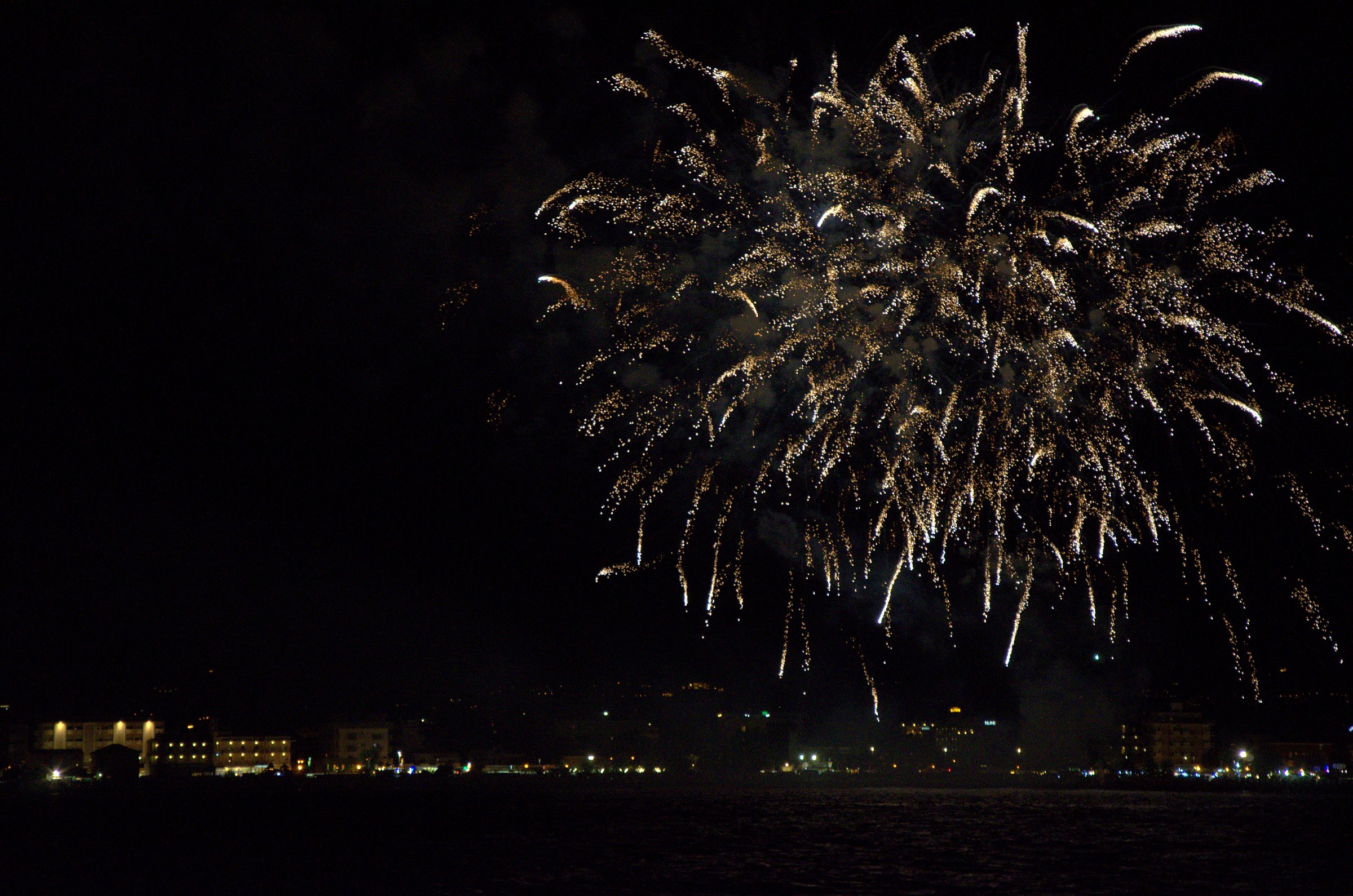 Fireworks seen from the sea