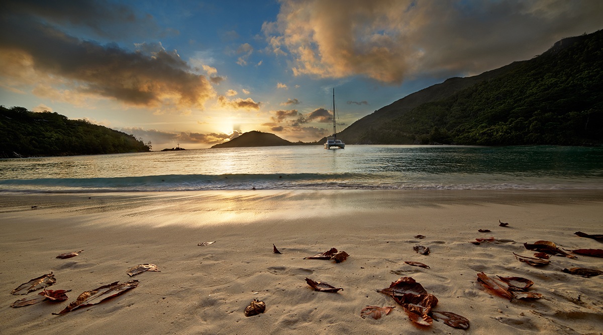 Mahe beach at sunset