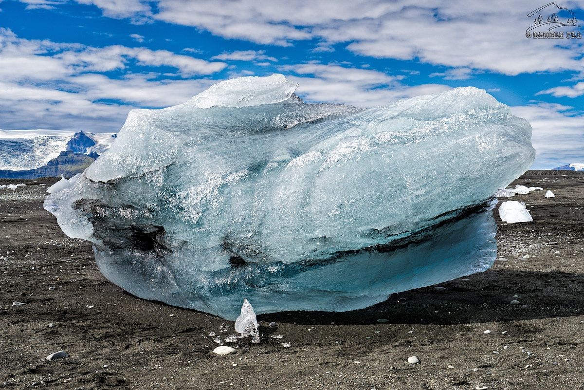 Breidamerkurjokull iceberg stranded on beach