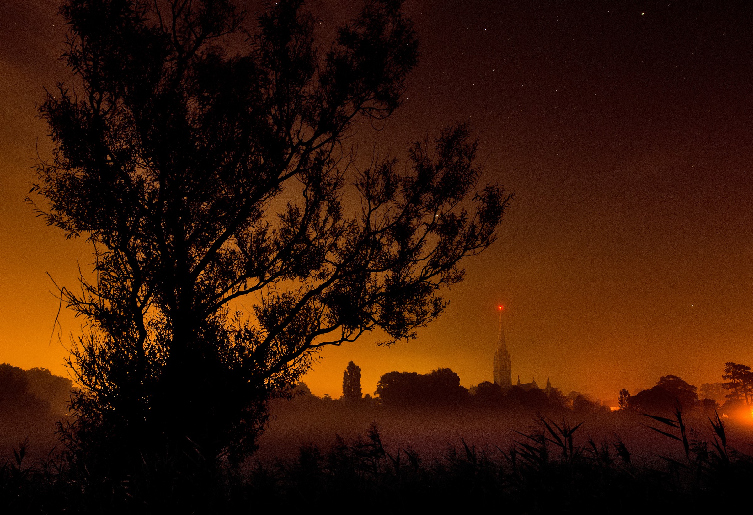 Cathedral over Meadows at Night