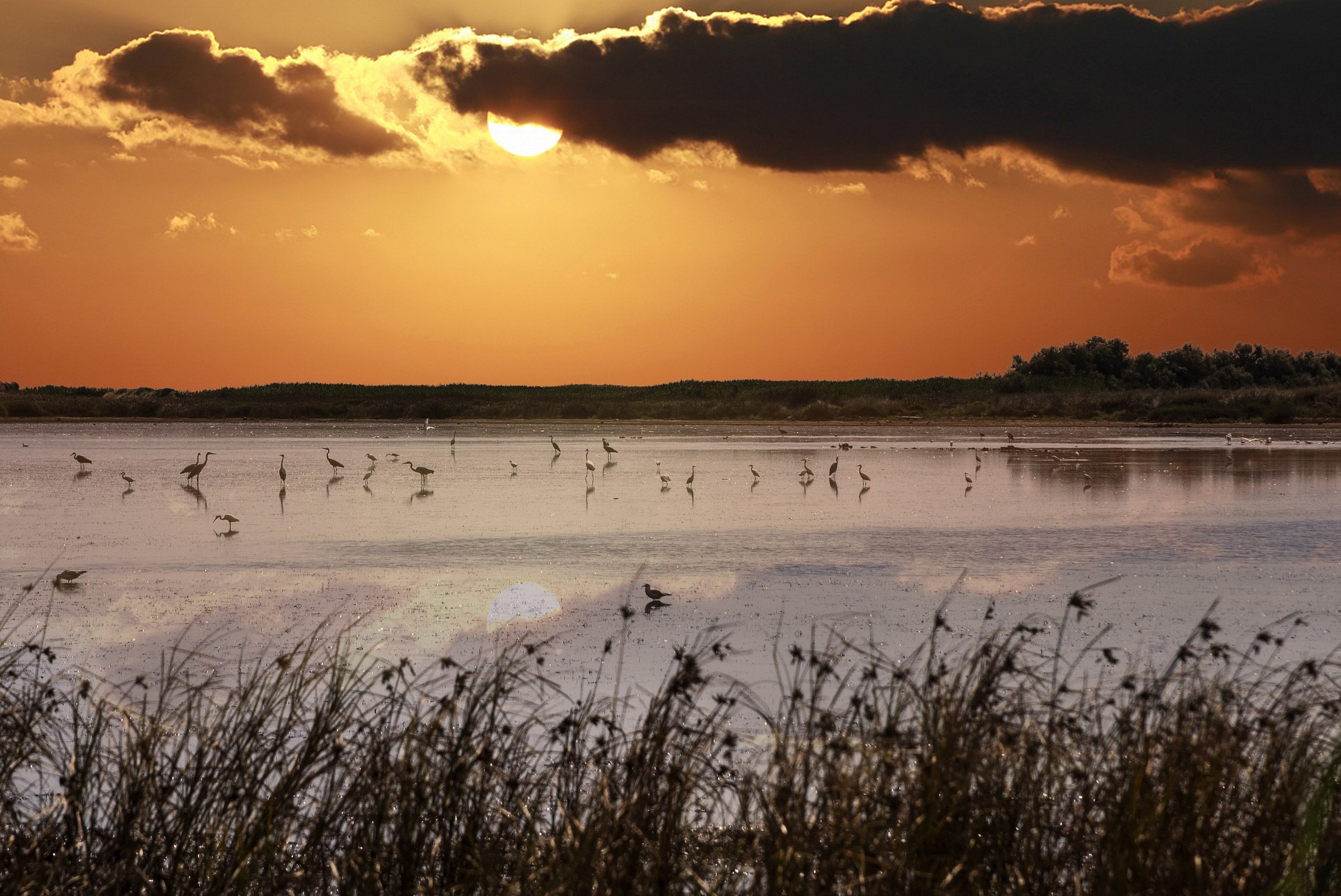 Sunset over the salt pans