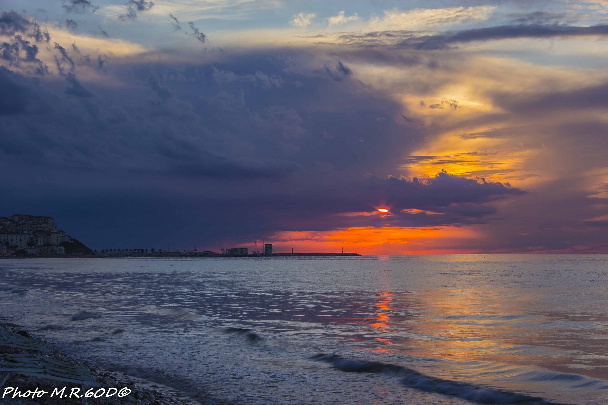 Sunset from the beach at the end of August Gargano and