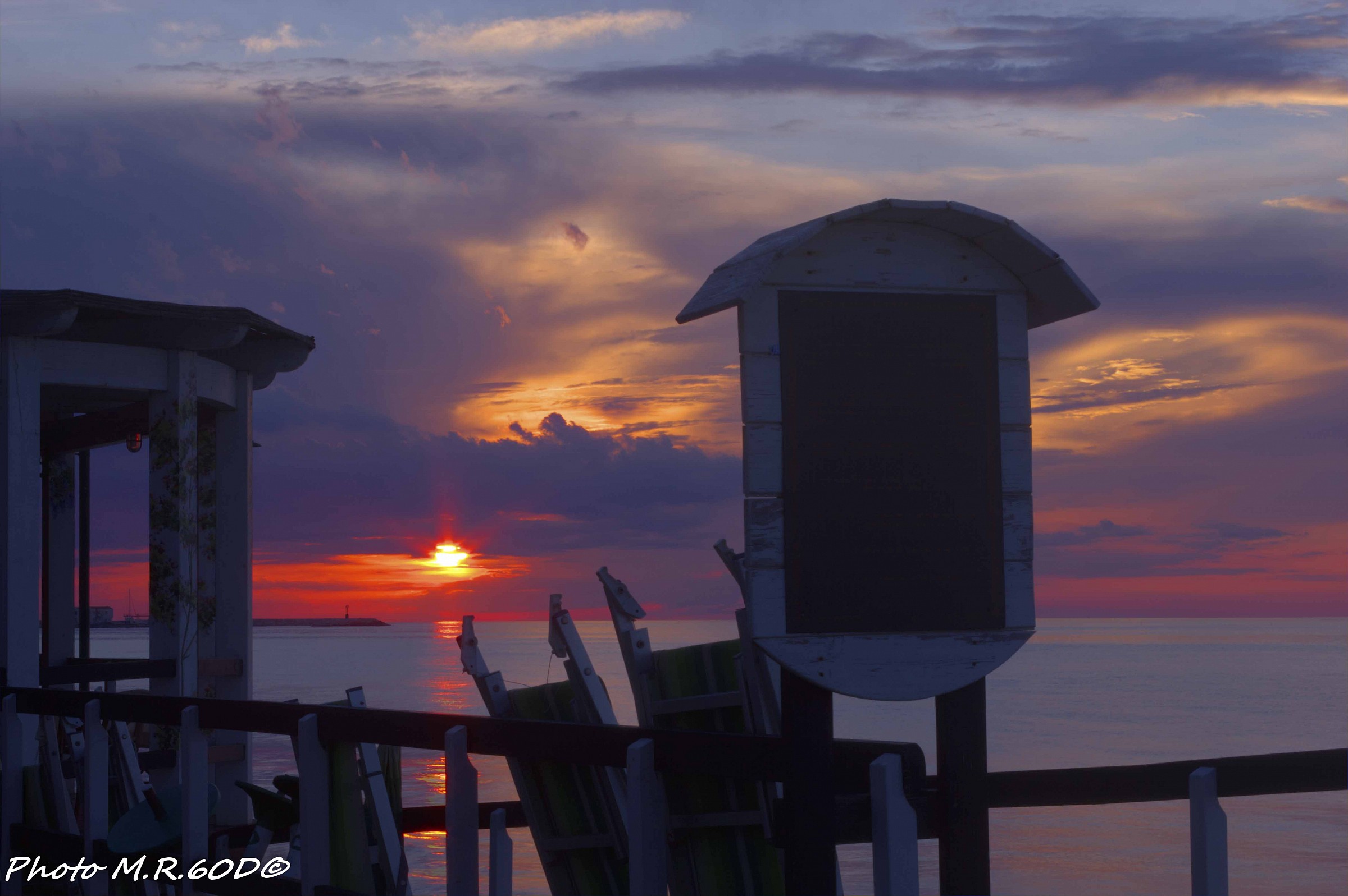 Sunset from the beach at the end of August Gargano and