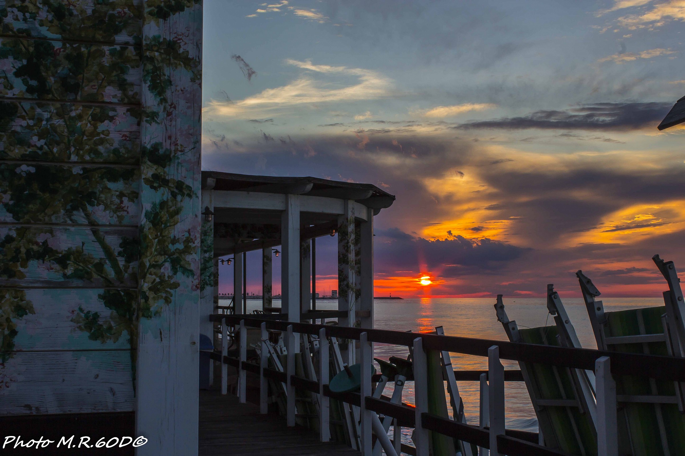 Sunset from the beach at the end of August Gargano and