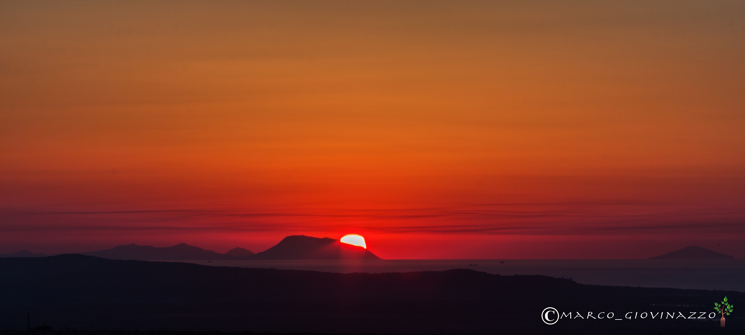 sunset over the Aeolian Islands
