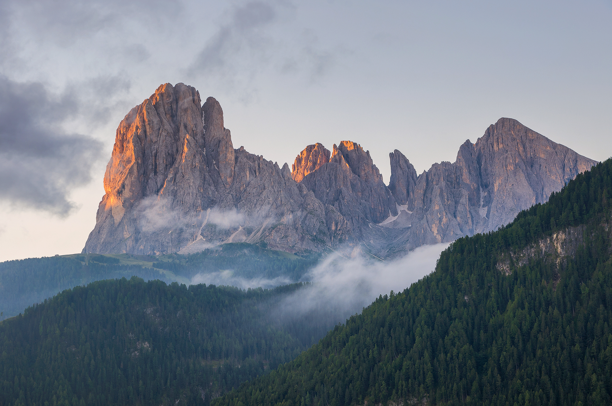 First light on Sassolungo