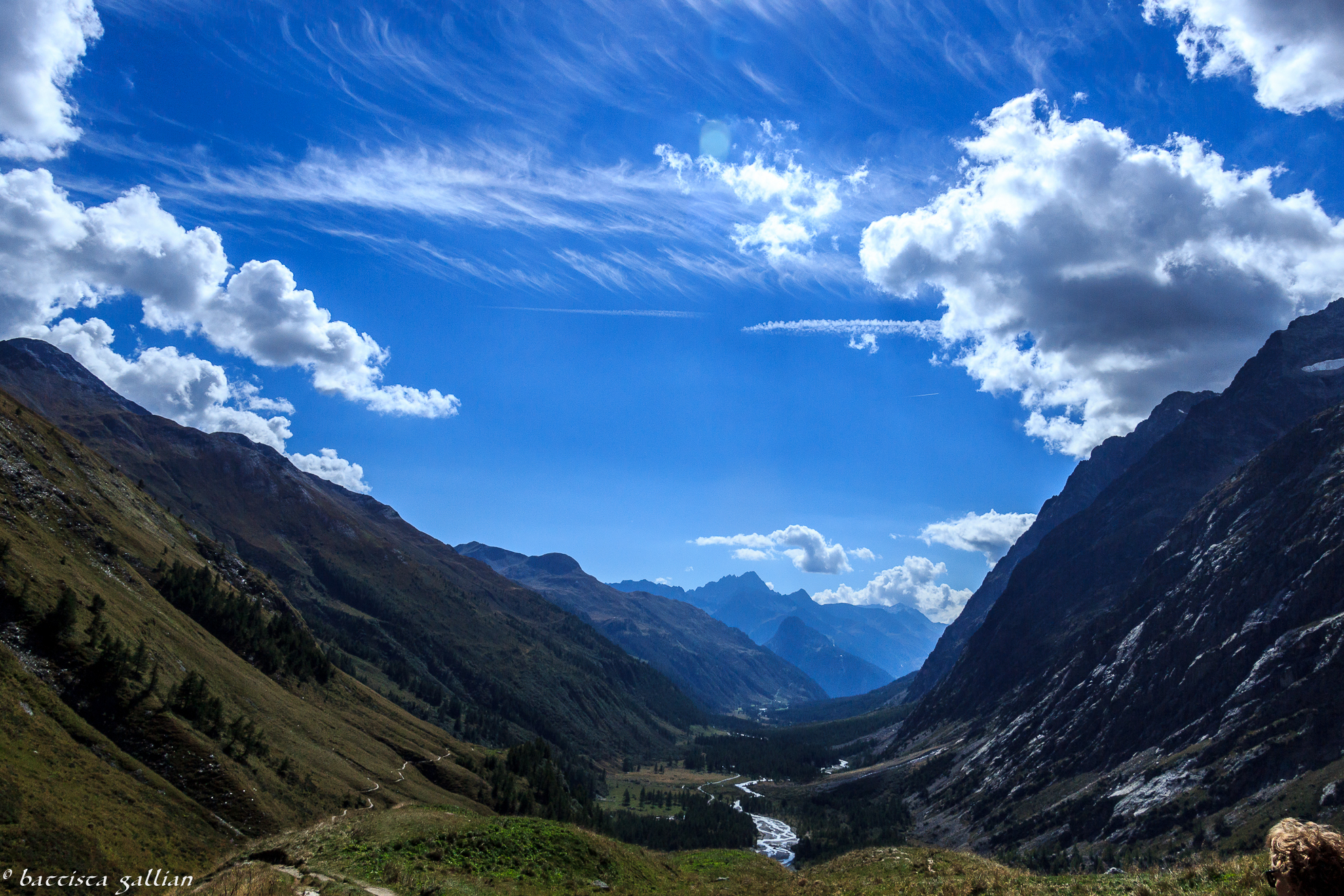 From the Elena hut overlooking the valley Ferret