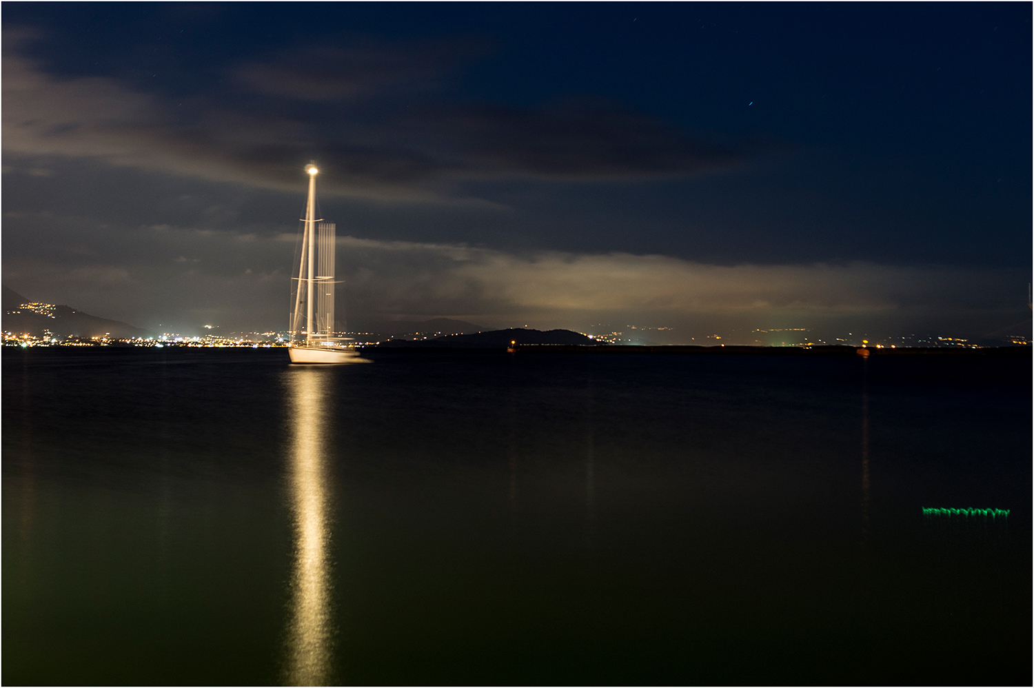boat on the sea at night
