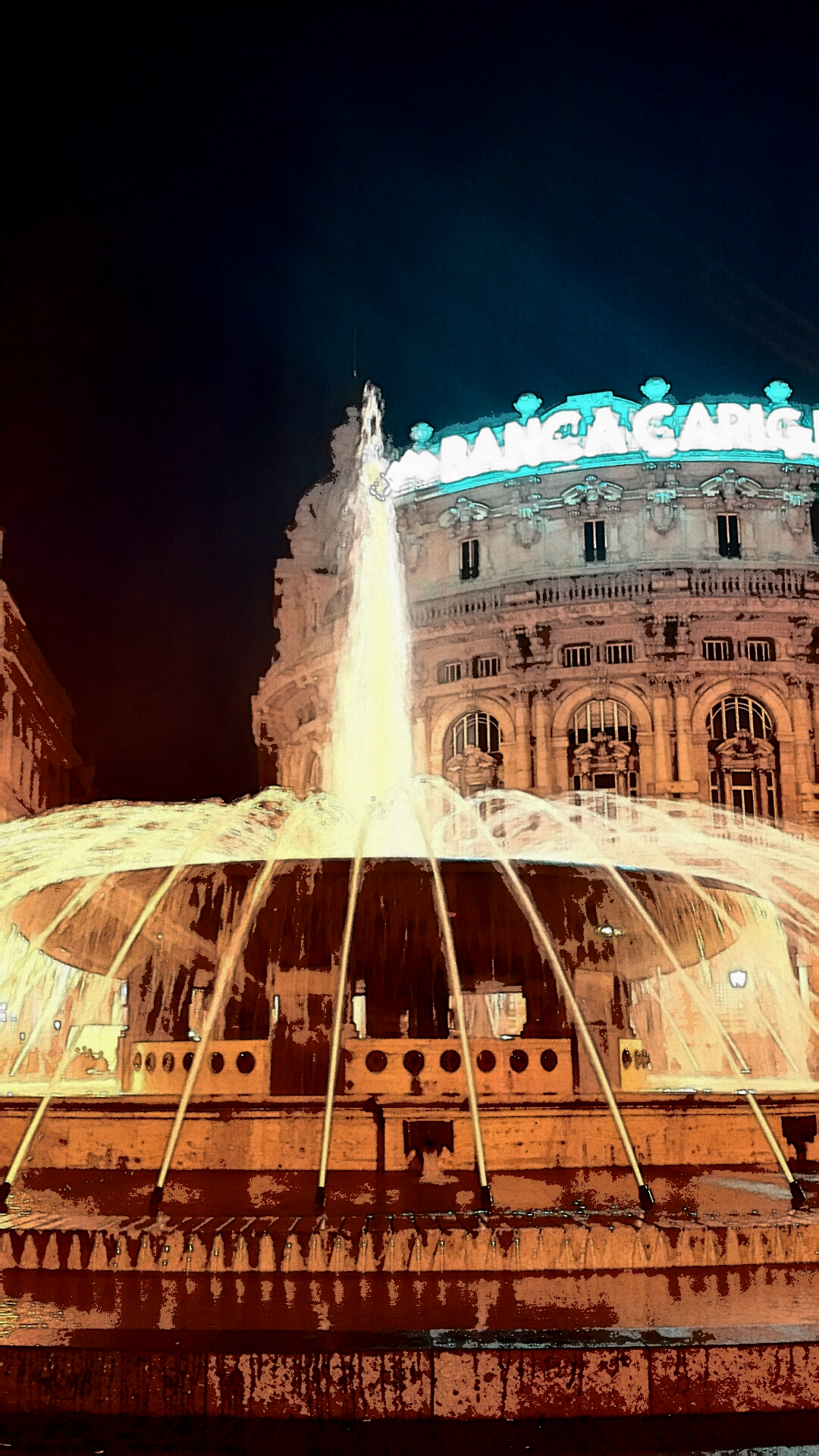 The fountain at night