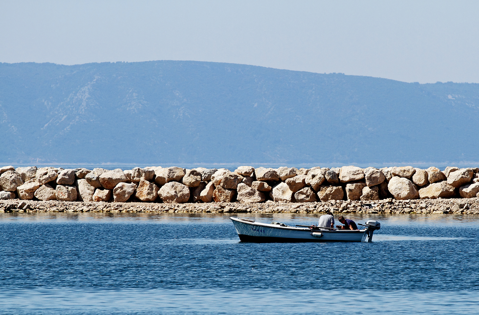 barca, mare, persone, roccia