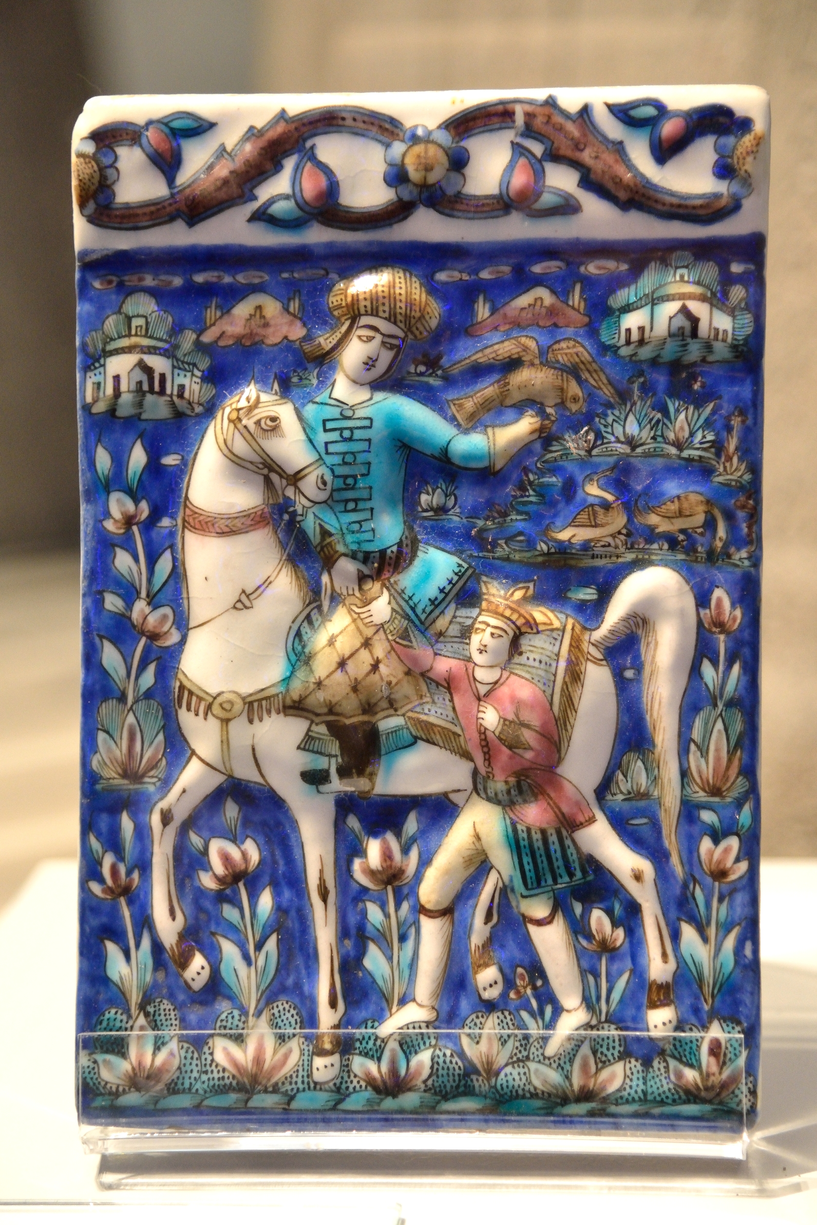 Mattonella con Falconiere xviii secolo