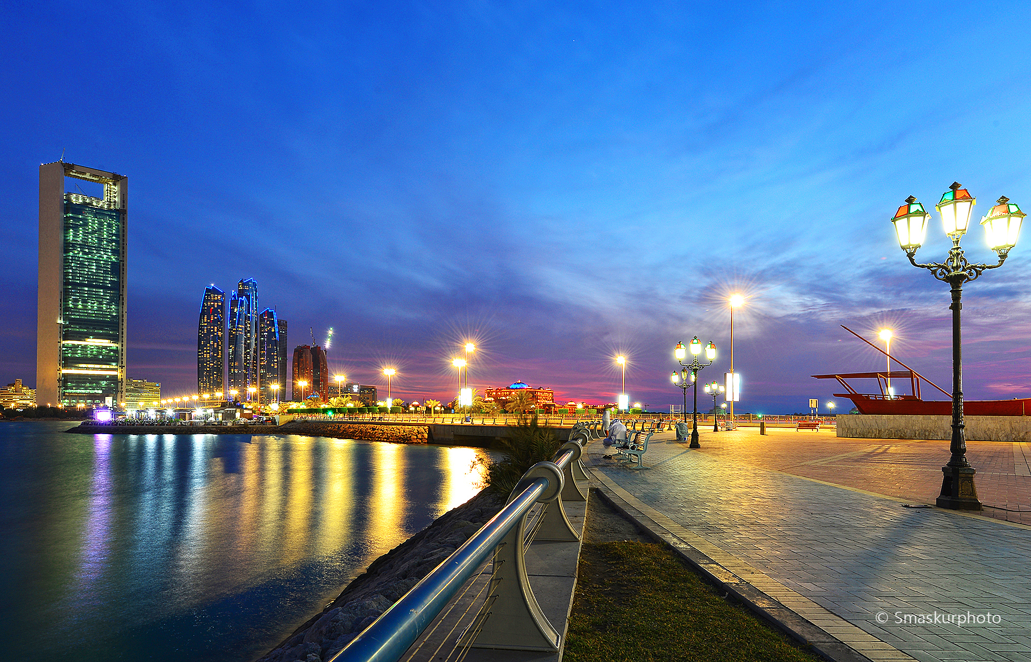 Marina break water at dusk