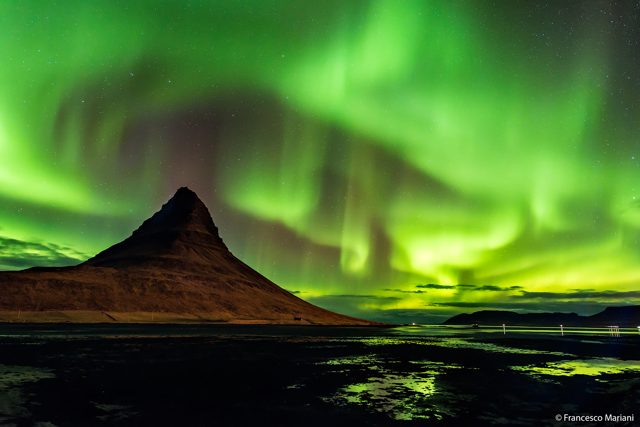 Northern light above the Kirkjufell