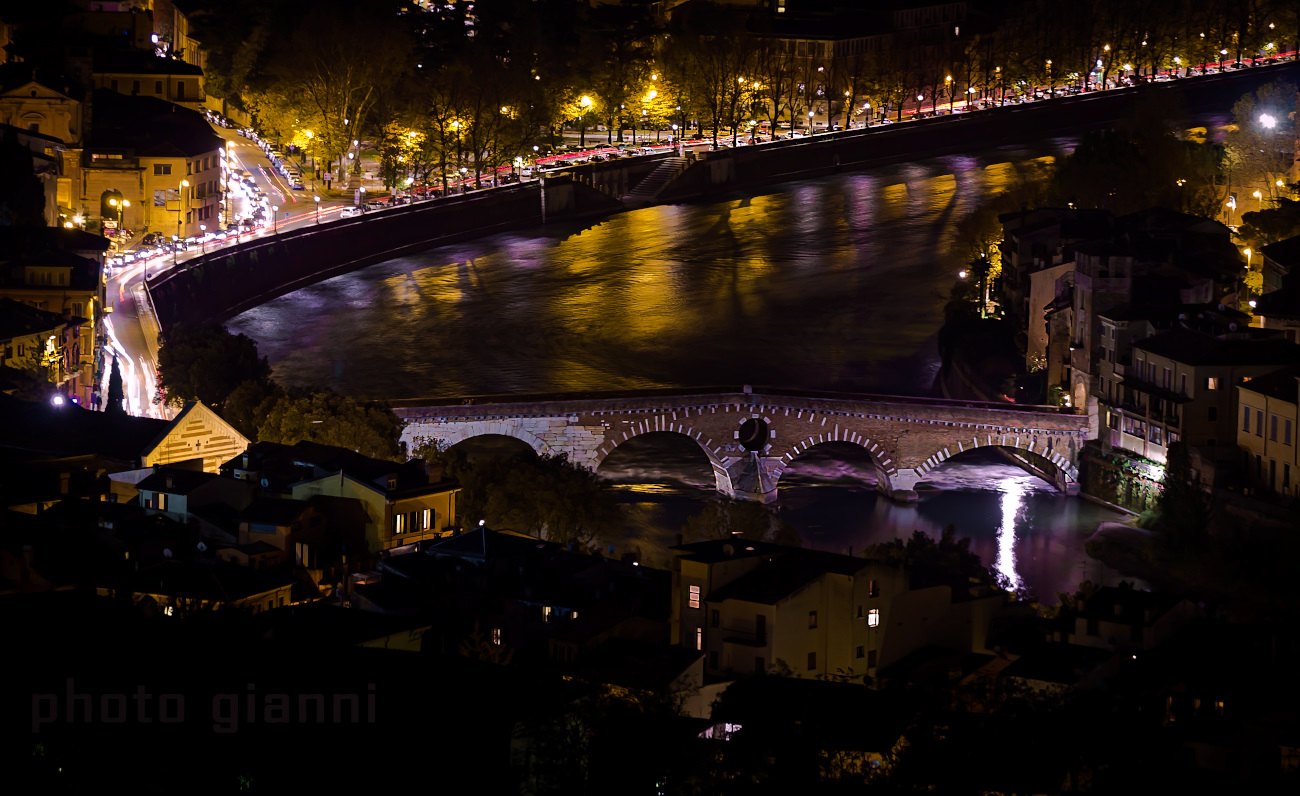 Night of Verona .... stone bridge ...