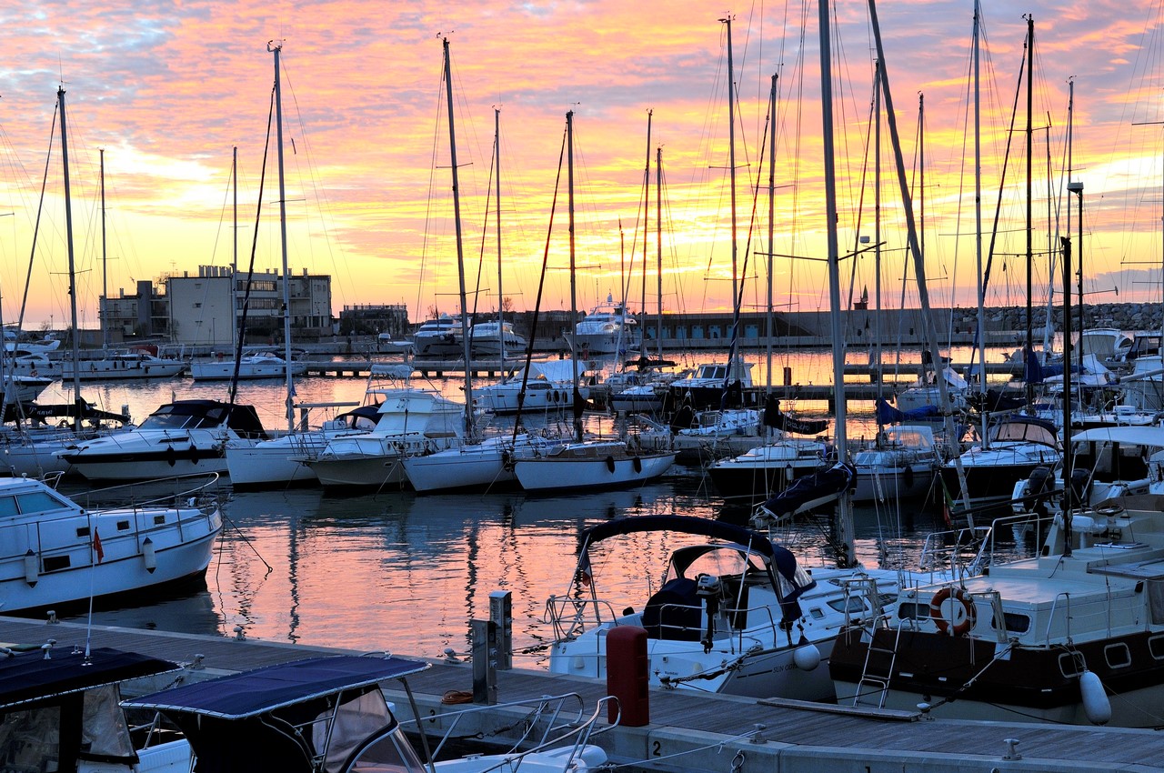 Sunset over the harbor