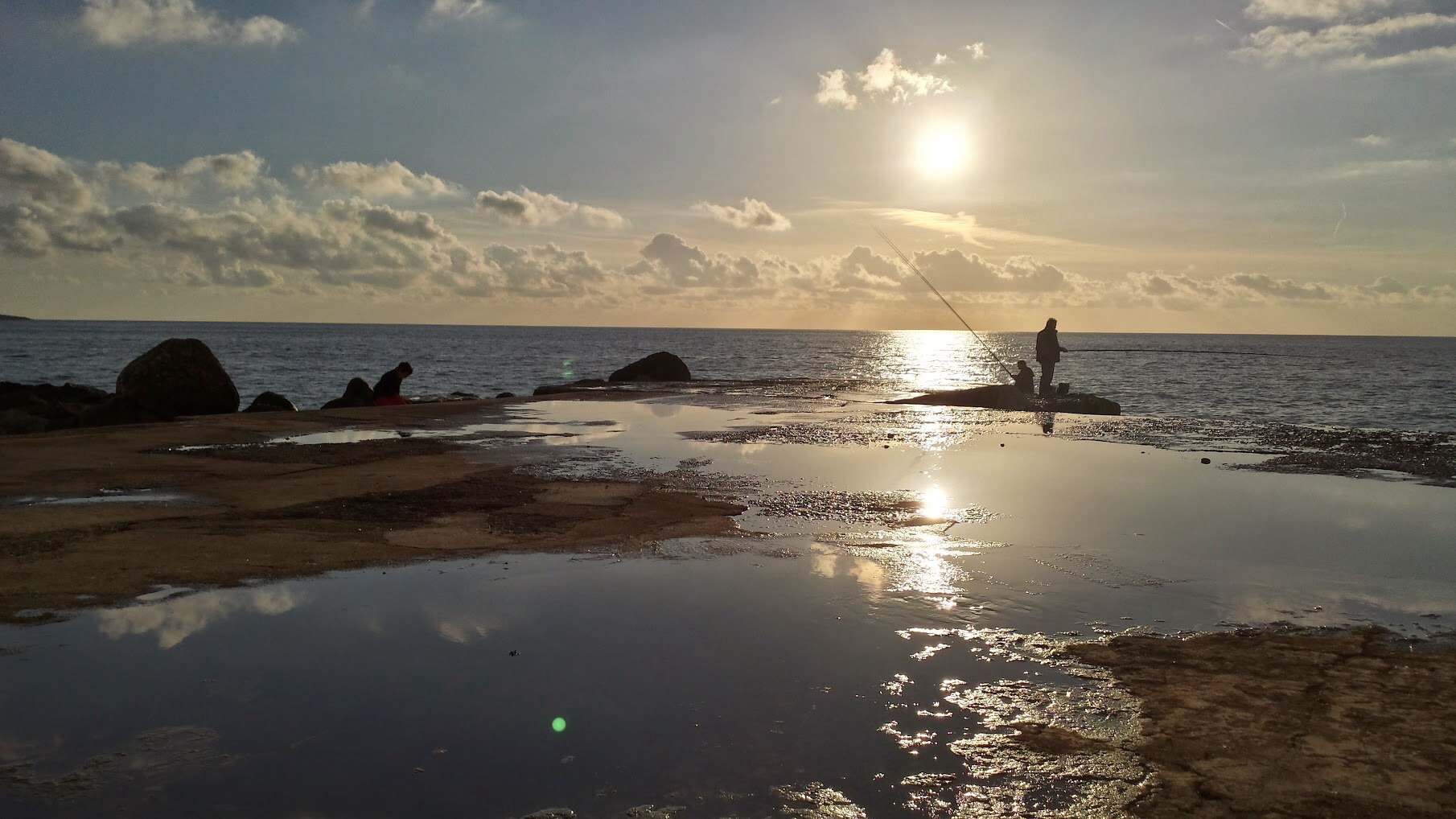 Al tramonto ,la pesca con mareggiata