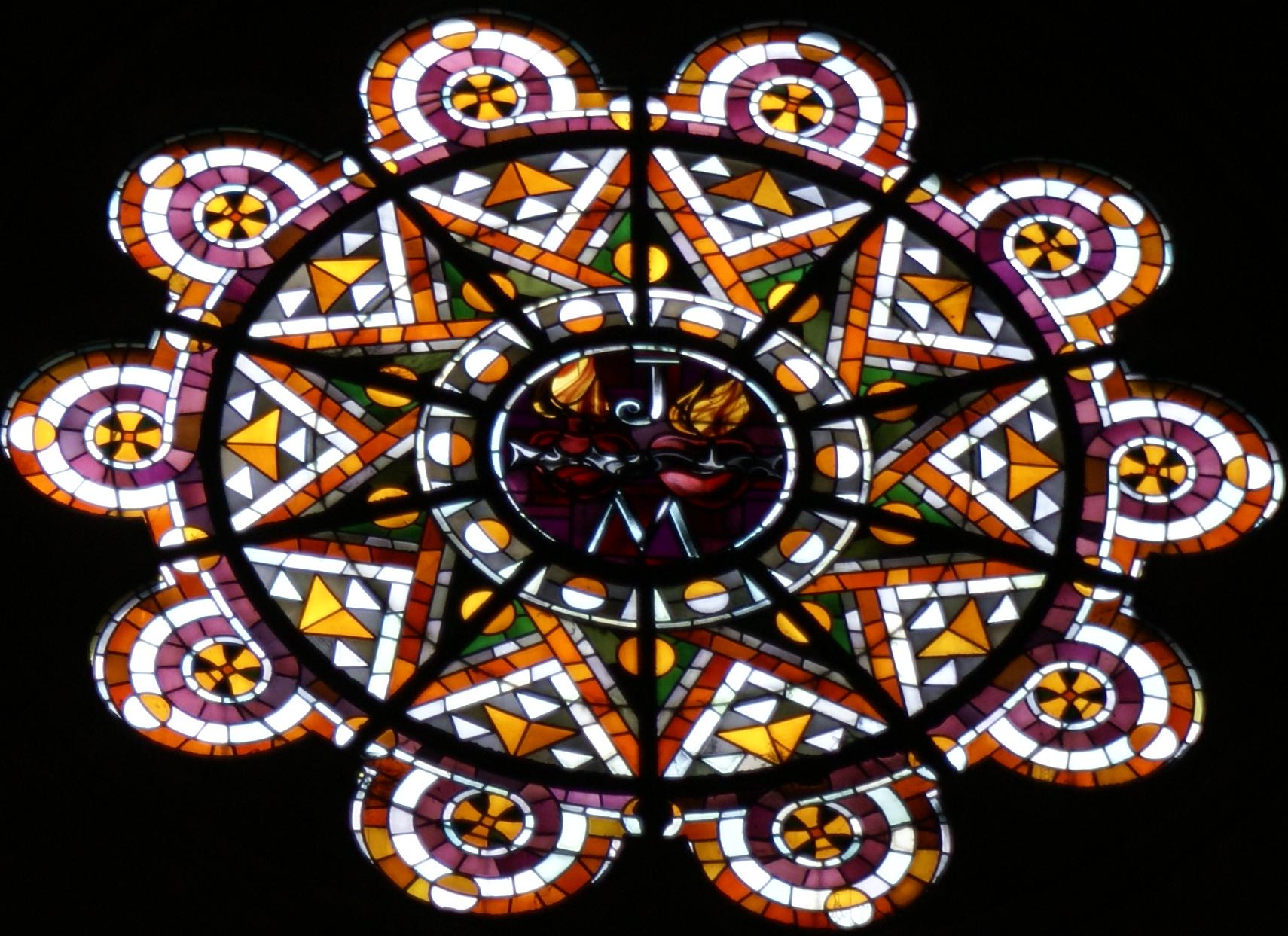Glass design on the church wall
