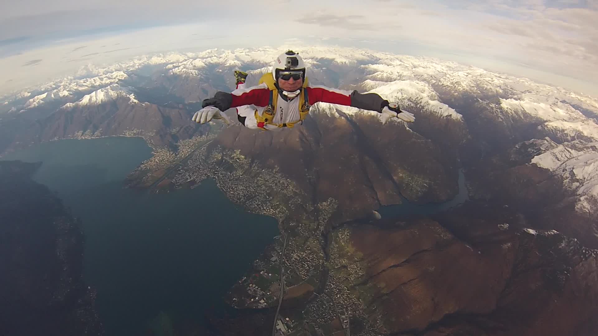 In flight over the Swiss Alps