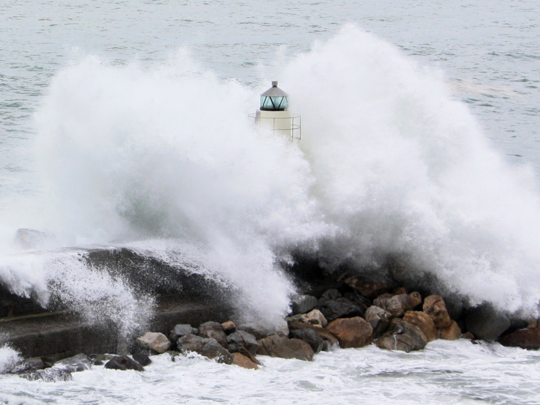 Lighthouse and sea storm