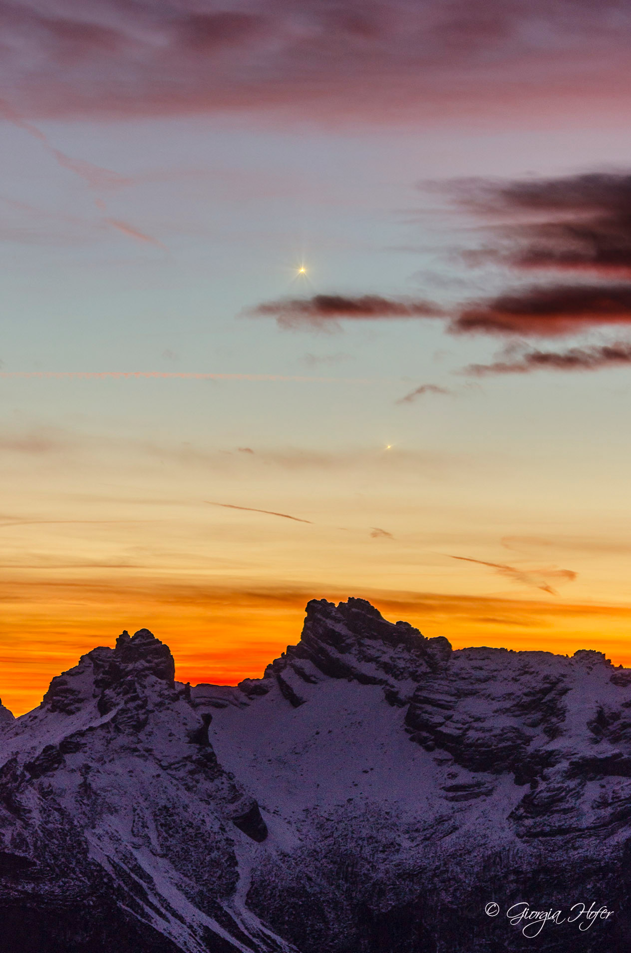 Mercury and Venus at sunset