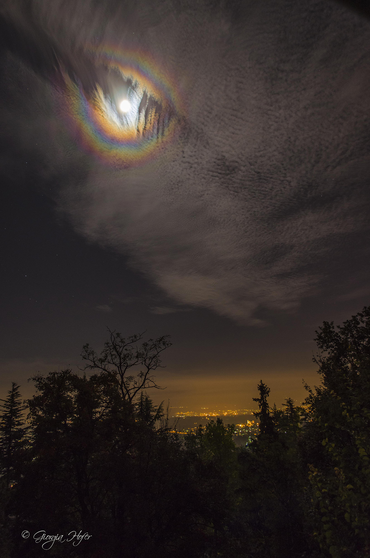 Lunar rainbow above Turin
