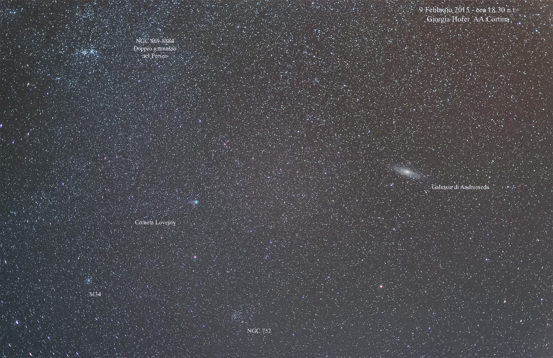 Comet Lovejoy C2014 Q2 with the Andromeda Galaxy