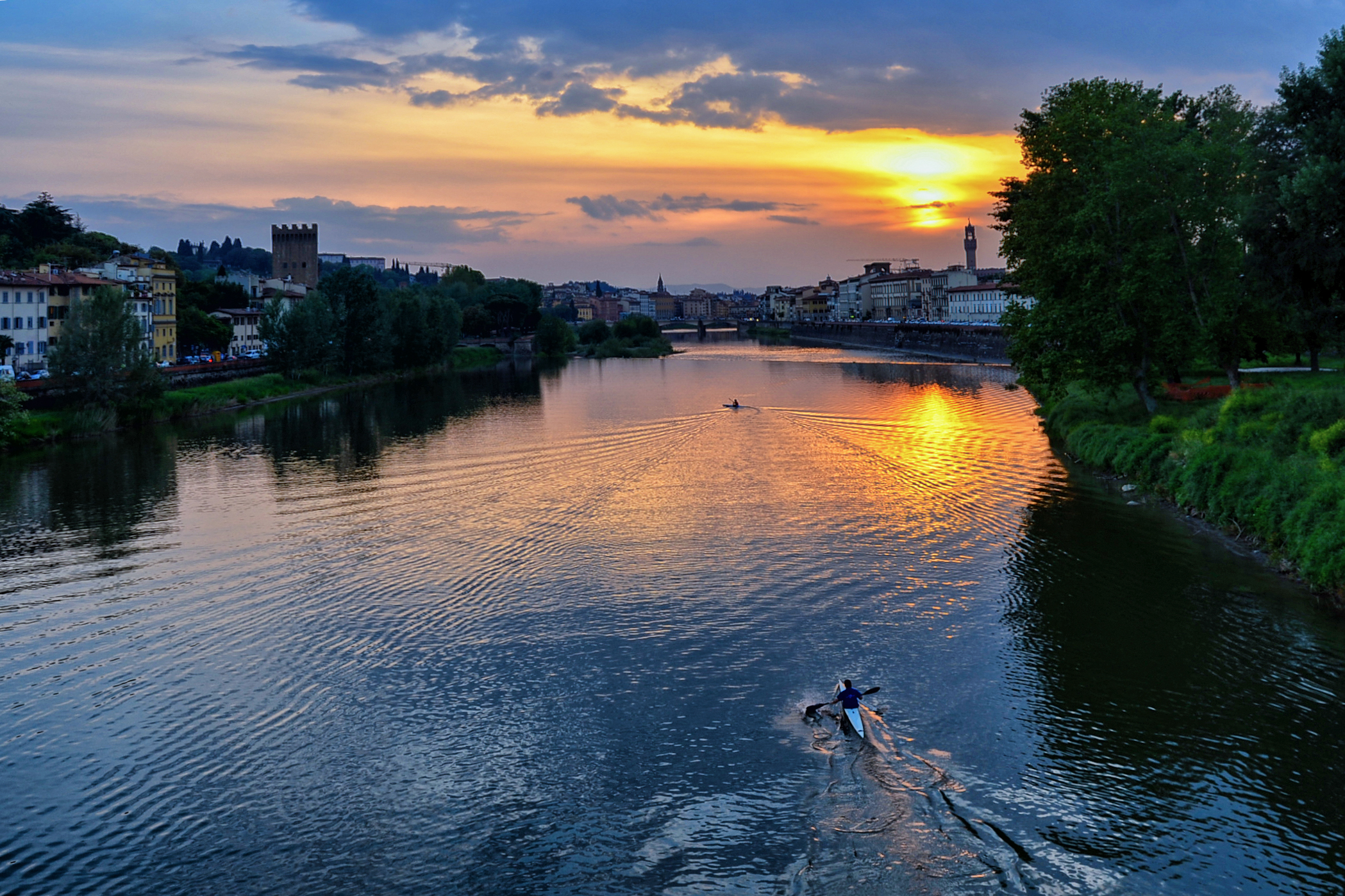 sunset over the Arno