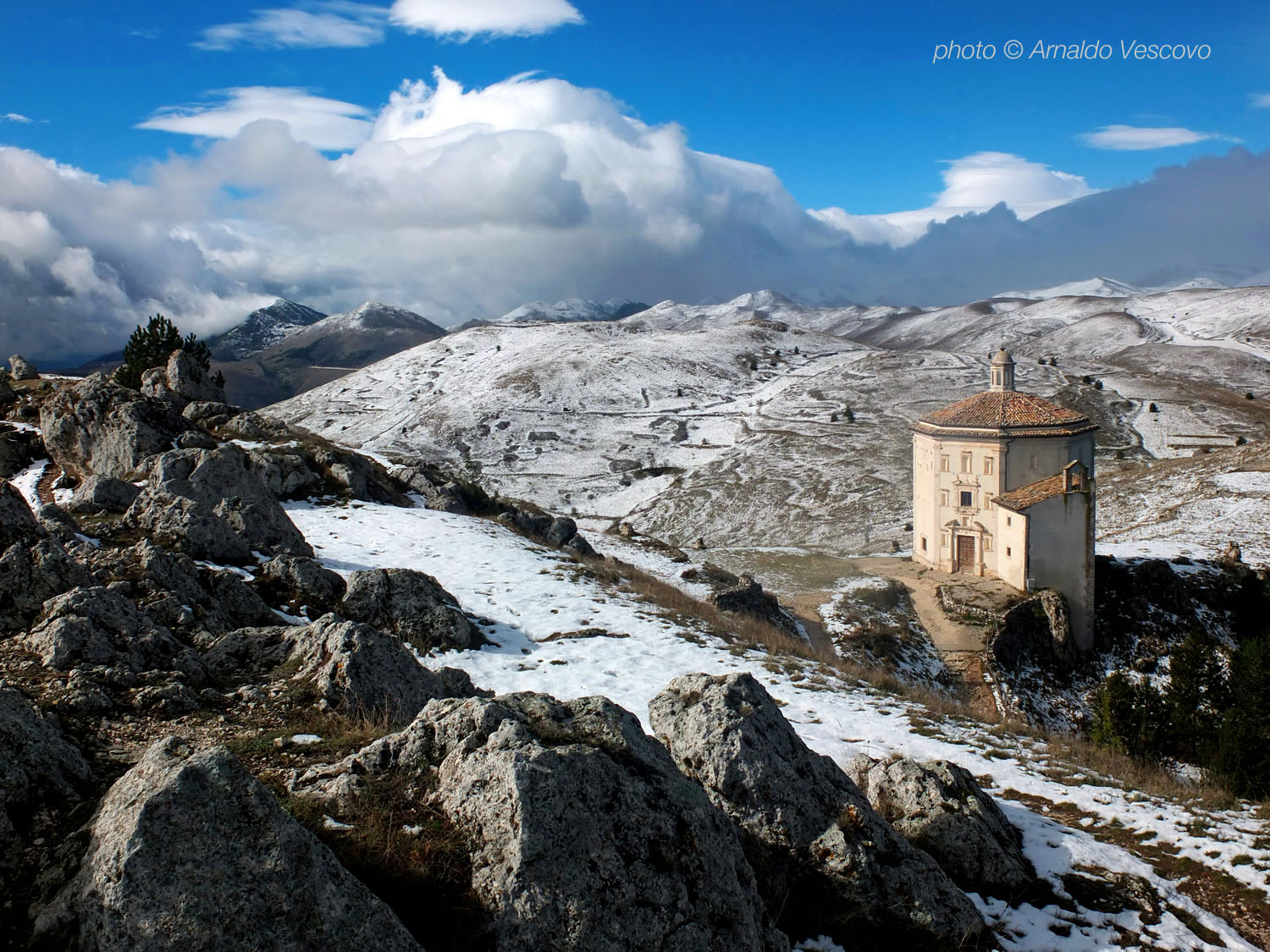Santa Maria della Pieta after the first snow in October.