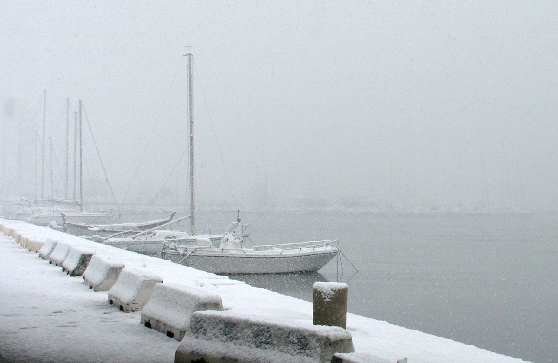 Nevica sul mare di Olbia