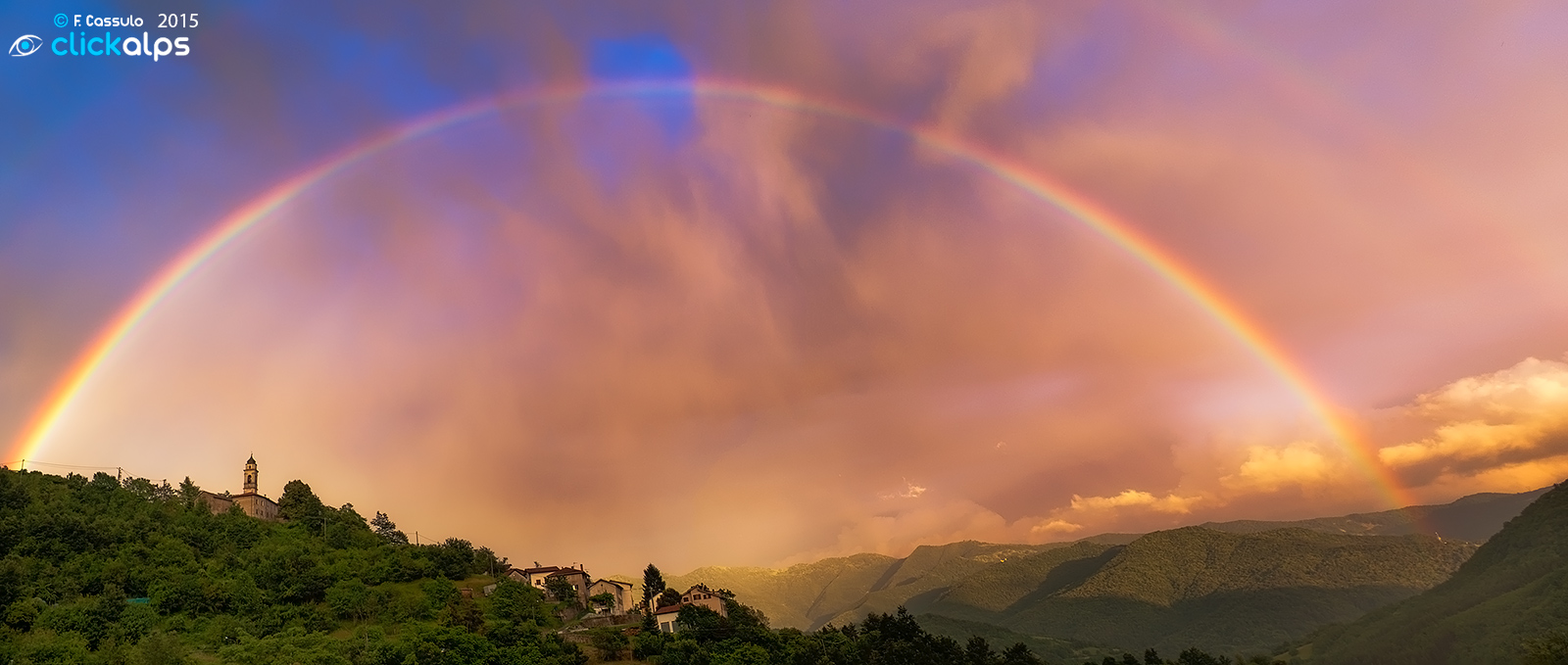 Sunset with rainbows in Salata of Vobbia